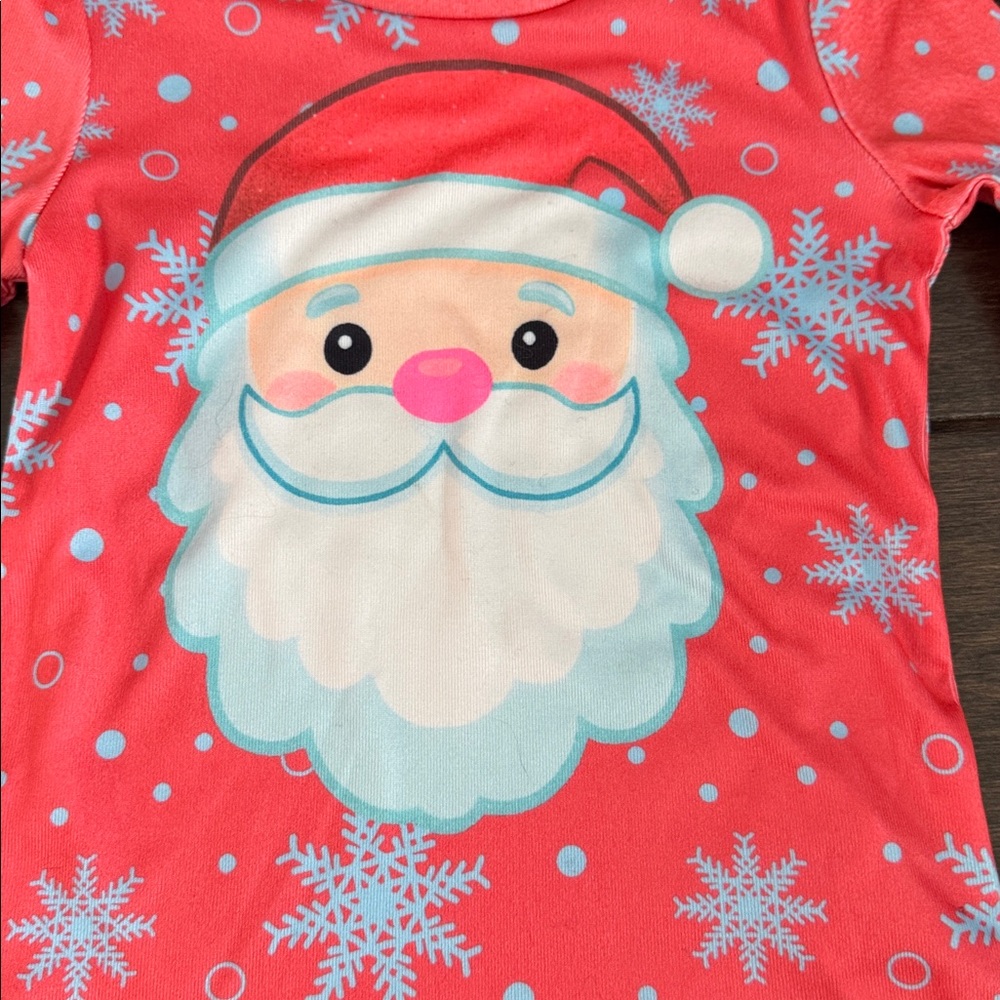 ๐3/$15 Santa Claus Snow Flakes Child Coral Pajamas NEW - Picture 3 of 7